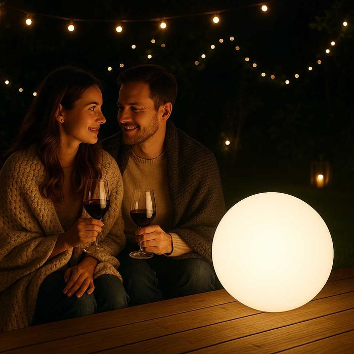 Lampa ogrodowa okrągła lampy 30cm. KULA 230V biała kula