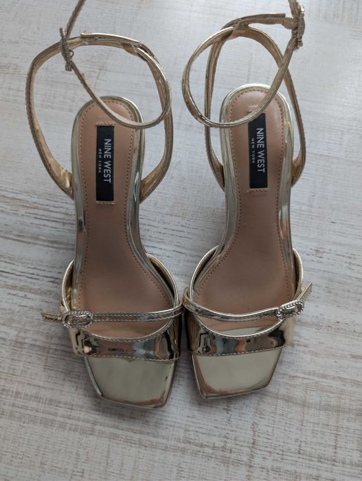 Sandały na obcasie Nine West 36 złote