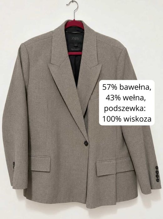 Zara ZW marynarka oversize wełna brąz beż premium