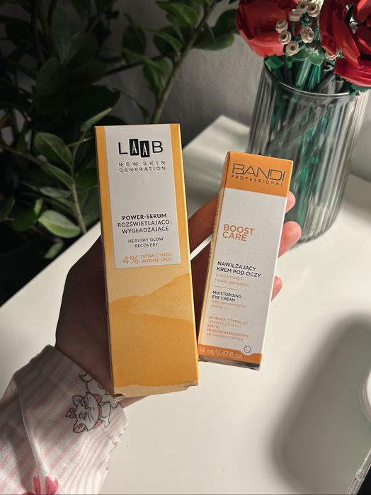 zestaw skin care kosmetyków serum i krem pod oczy z witamina c bandi