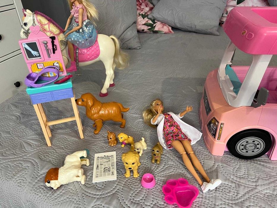 3 ZESTAWY Barbie kamper, z koniem, wróżki, weterynarz - STAN IDEALNY