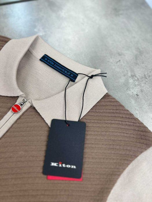 Мужская коричневая футболка Kiton футболка поло с вышивкой Китон f698