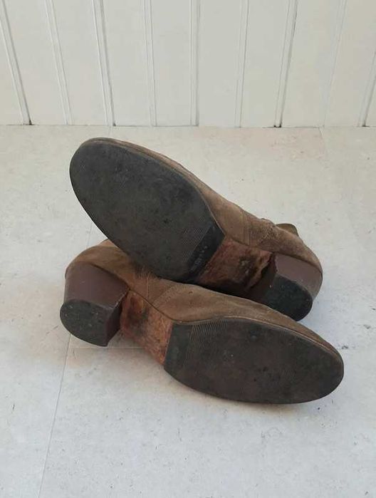 Botins pele camurça camel