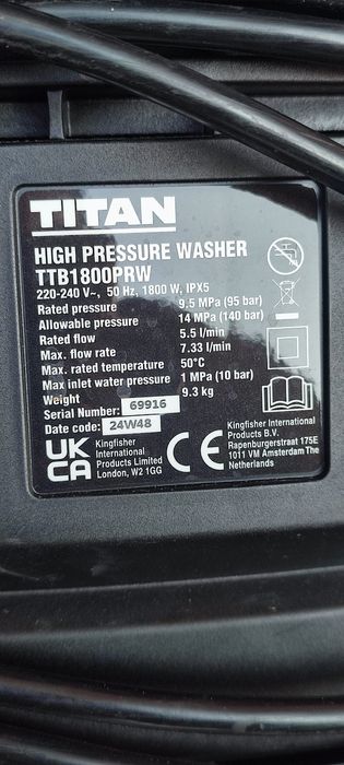 Мийка високого тиску TITAN 1800 ватт 140 бар з Англії