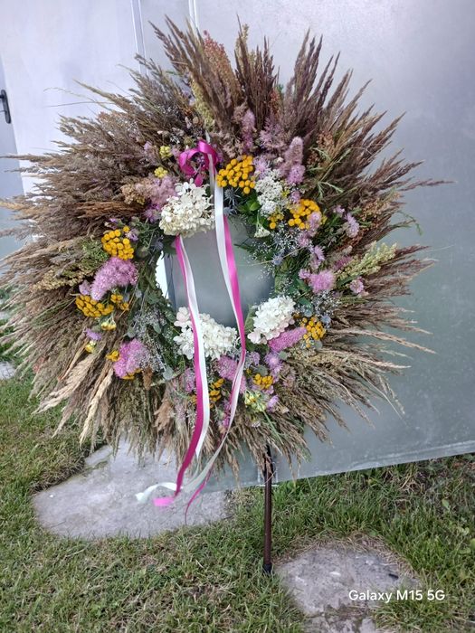 Wianek naturalny duży na drzwi 50 cm rękodzieło