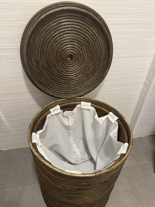 Wash - Cesto Roupa Area Store Grande Em Vime Com Tampa