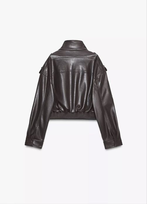 ZARA куртка-жакет коричневая с эффектом кожи, размер M