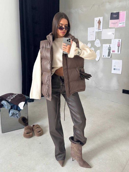 Шкіряні штани жіночі весняні/Штаны женские экокожа весна мод 434