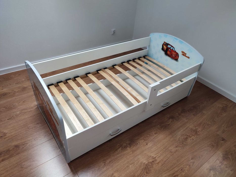 Łóżko dziecięce 160x80 Zygzak McQueen  Szuflada Barierka Stelaż