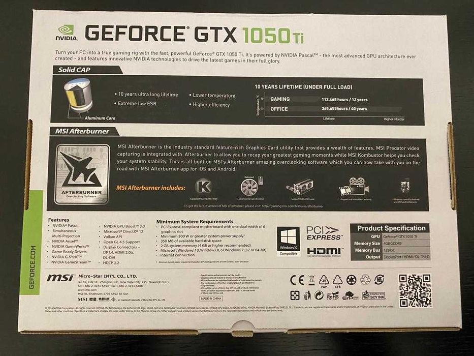 Geforce GTX 1050TI 4G OC MSI64586356204289121