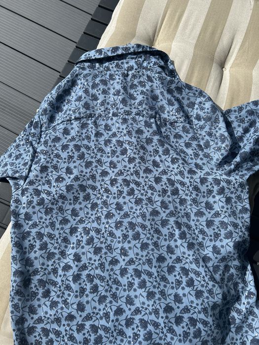 Bluzka koszulowa Kwiatowa Koszula kolor jeans niebieski