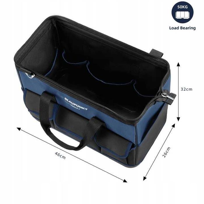 Duża Torba Narzędziowa Blaupunkt 12 Kieszeni, Sztywne Dno