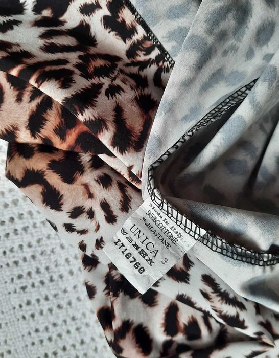 Piękna nowa w panterkę leopard sukienka wiązana brąz camel beż M M/L