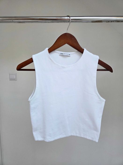 Biały tank top bluzka koszulka bez rękawów