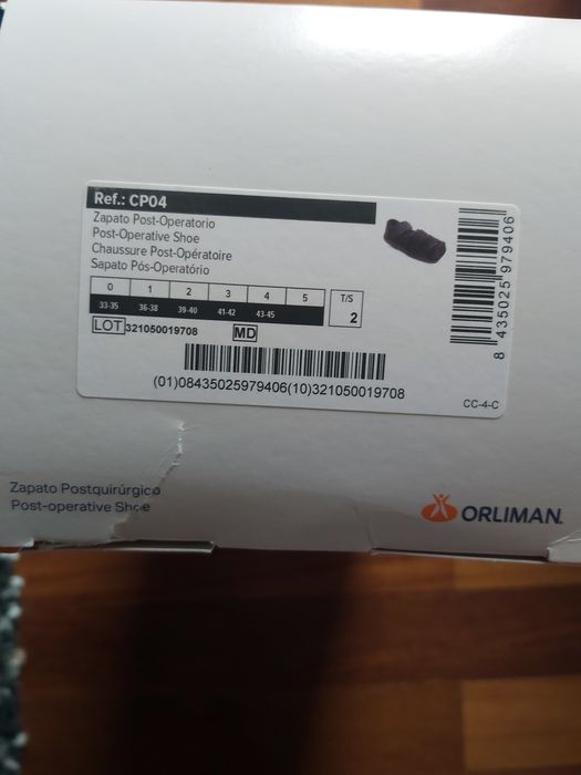 Sapato NOVOS Pós-Operatório Orliman (Pé Diabético Especial/Úlceras)