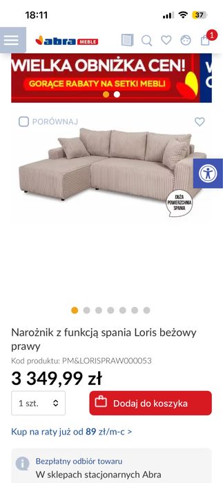Narożnik w idealnym stanie