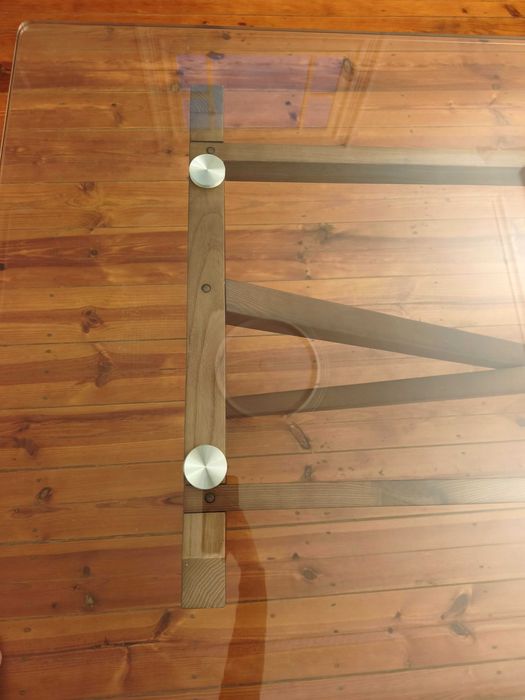 Secretária de Design em Vidro e Madeira 180x90 cm – Como Nova