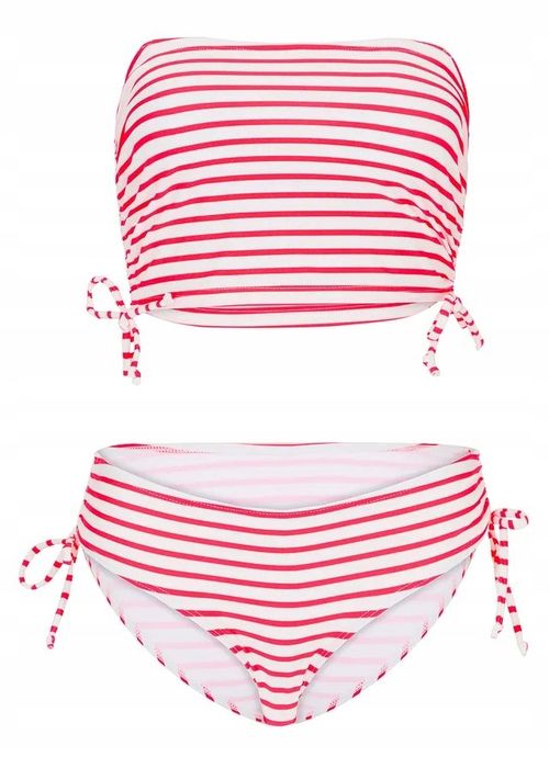 B.P.C bikini bustier w paski z figami kremowo-czerwone ^36