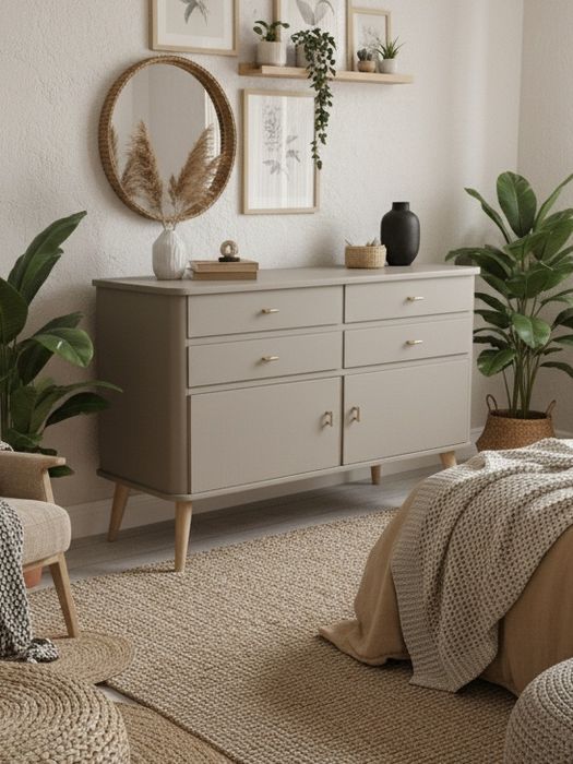 Unikatowa kaszmirowa beżowa komoda