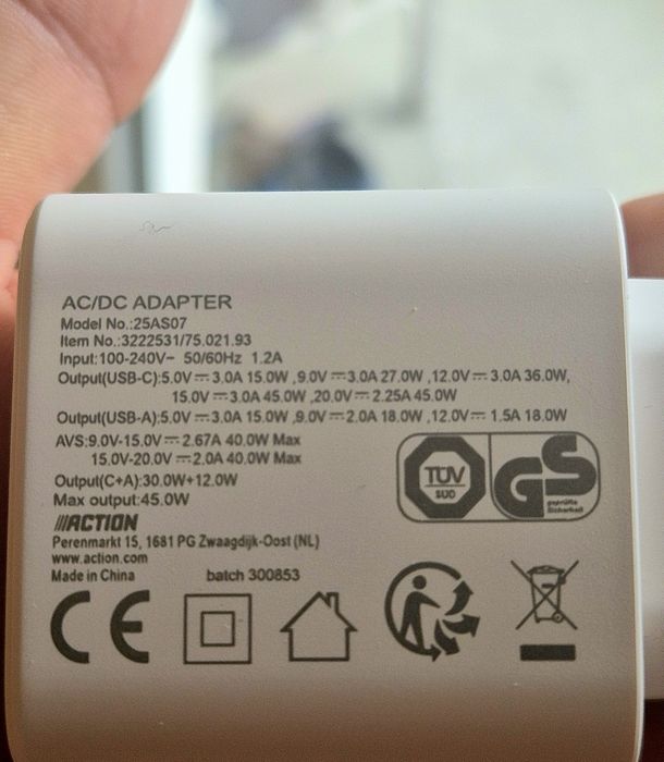 Ładowarka sieciowa Szybka GaN3 Pro 45W USB-C PD + USB-A QC 3.0
