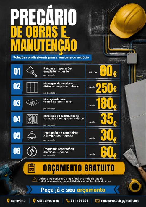 Serviços limpezas e obras