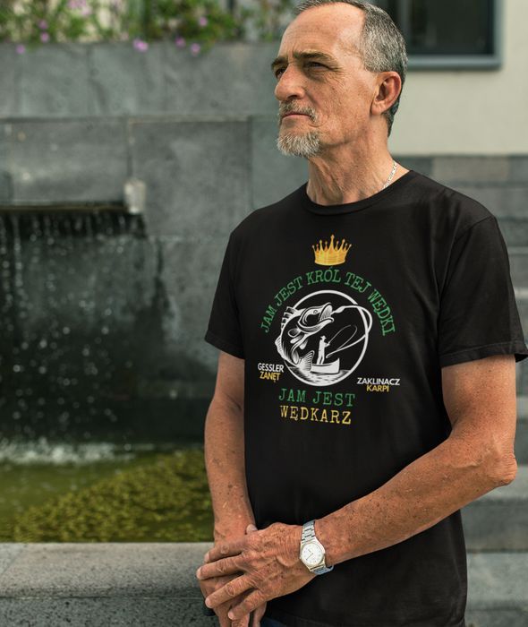 Koszulka dla dziadka Jam jest wędkarz Król wędki dzień dziadka L