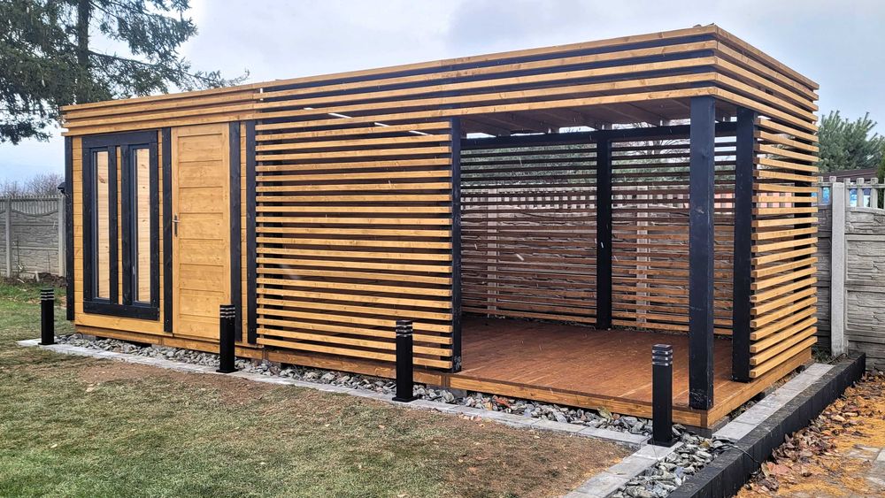 • • • • Domek z altaną • • • • TONY 6x3 m producent DREWNOTRIK
