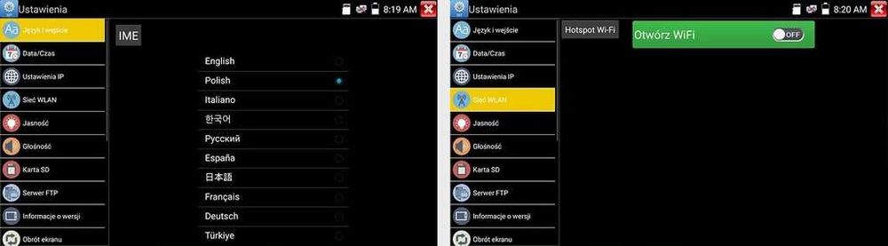 Tester wielofunkcyjny ONVIF CCTV do IP Kamery CVBS dotykowy AHD PTZ