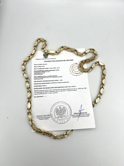 Złoty Łańcuszek Cartier Karty Karo Kier Trefl 87g 70cm Nataliebizu.