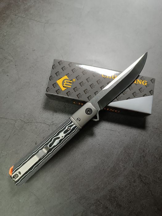 Складной нож СМ-142, D2 "Серая Волна" G10 с оранжевым торцом