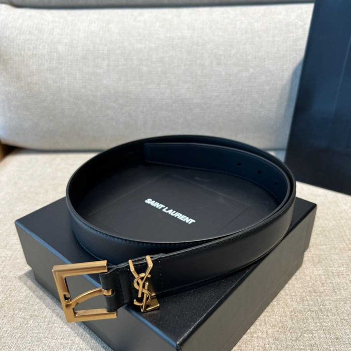 Черный ремень Yves Saint Laurent Ив Сен Лоран ремінь YSL 2 и 3 см