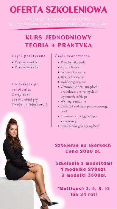 Szkolenie/ Kurs Makijażu Permanentnego Brwi - możliwość RAT