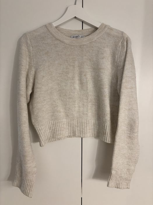 Sweter cropped krótki Stardivarius S kremowy