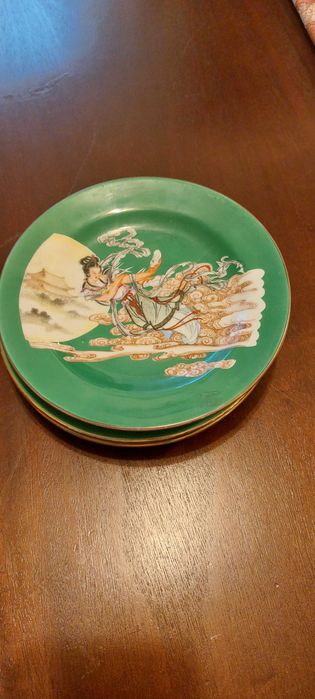 Cknjunto de 5 pratos chineses, Deusa da Lua, grande detalhe