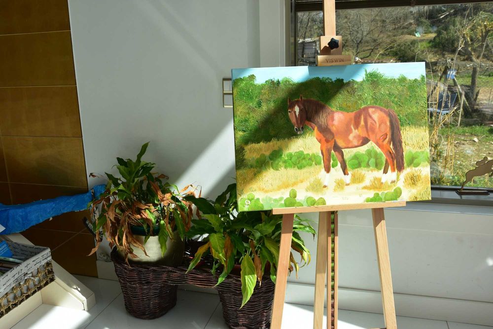 Quadro - Pintura a Óleo Original "O Mustang Selvagem"