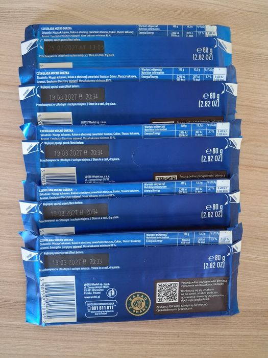 Czekolada E. Wedel gorzka 80% 5 sztuk