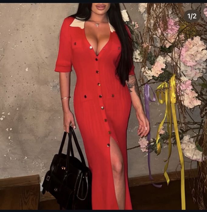Красное платье Sandro