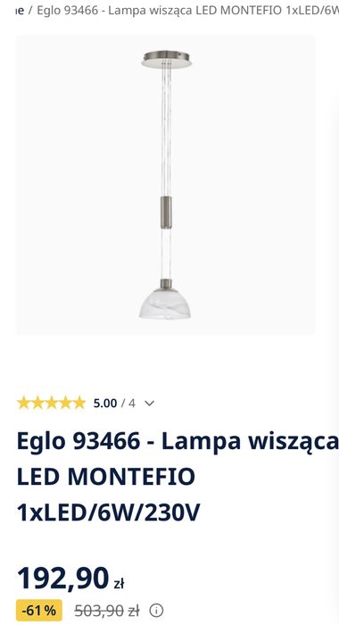Lampa Wisząca EGLO Montefio 93466 LED