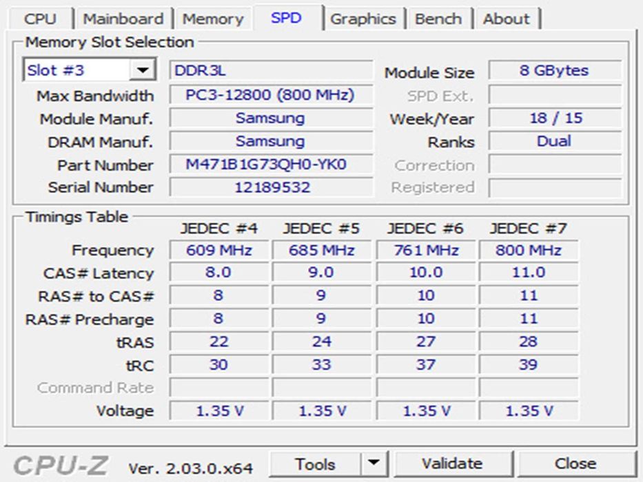 DDR3 8GB Samsung 12800 L