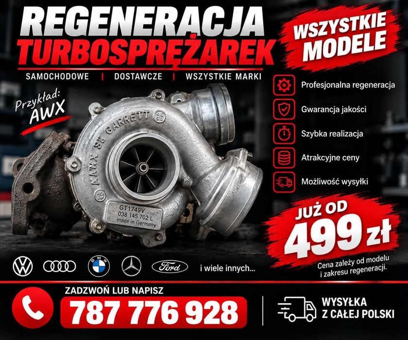TURBINA TURBO  po regeneracji audi skoda vw - 1.9 tdi / 2.0 AWX/AVF