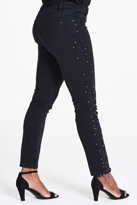 Nowe spodnie dżinsowe z perłami Denim Anthology Sadie Slim 12 Petite