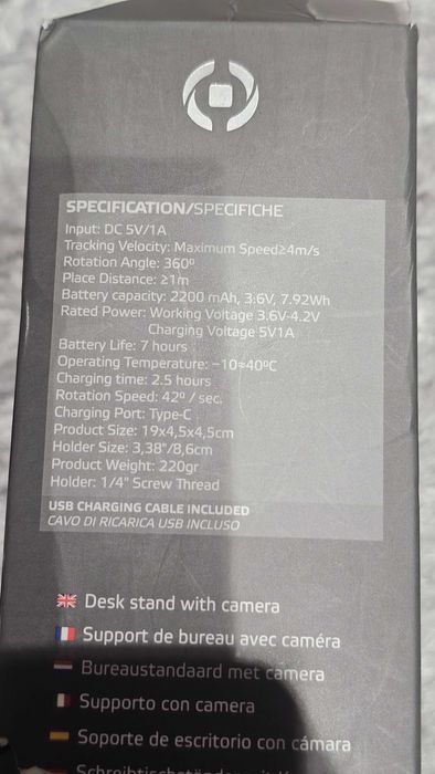 Suporte giratório com sensor de movimento autotracking