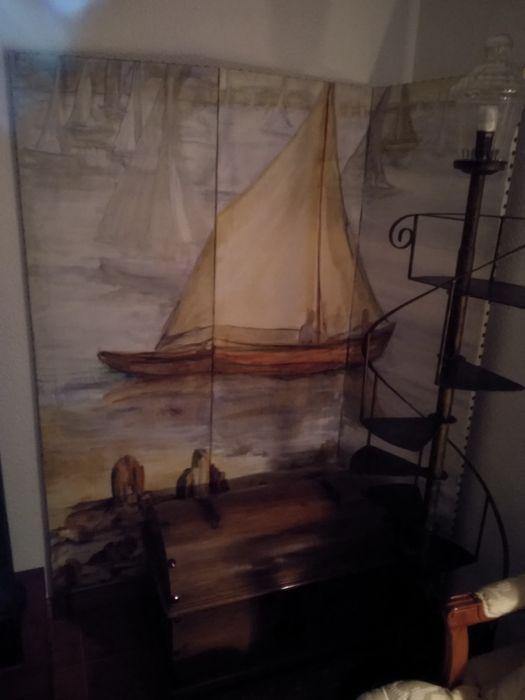 Biombo com pintura a óleo
