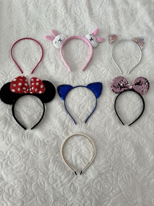 Обруч ушки, ободок, обруч с жемчугом, обруч с бисером