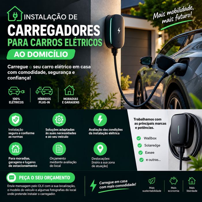 Instalação de Carregadores para Carros Elétricos ao Domicílio