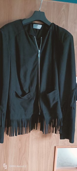 Kurteczka katana damska krótka z frędzlami zamszowa stan idealny rozmi