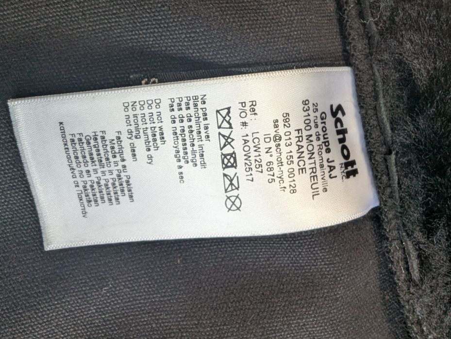 Czarna kurtka skórzana Schott shearling sheepskin owcza pilotka b3