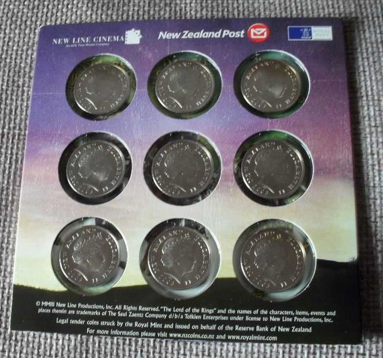 Senhor dos Anéis. Official New Zealand Coins.