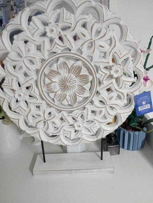 Mandala Decorativa em MDF Branco (41x49 cm) - Item International-NOVA