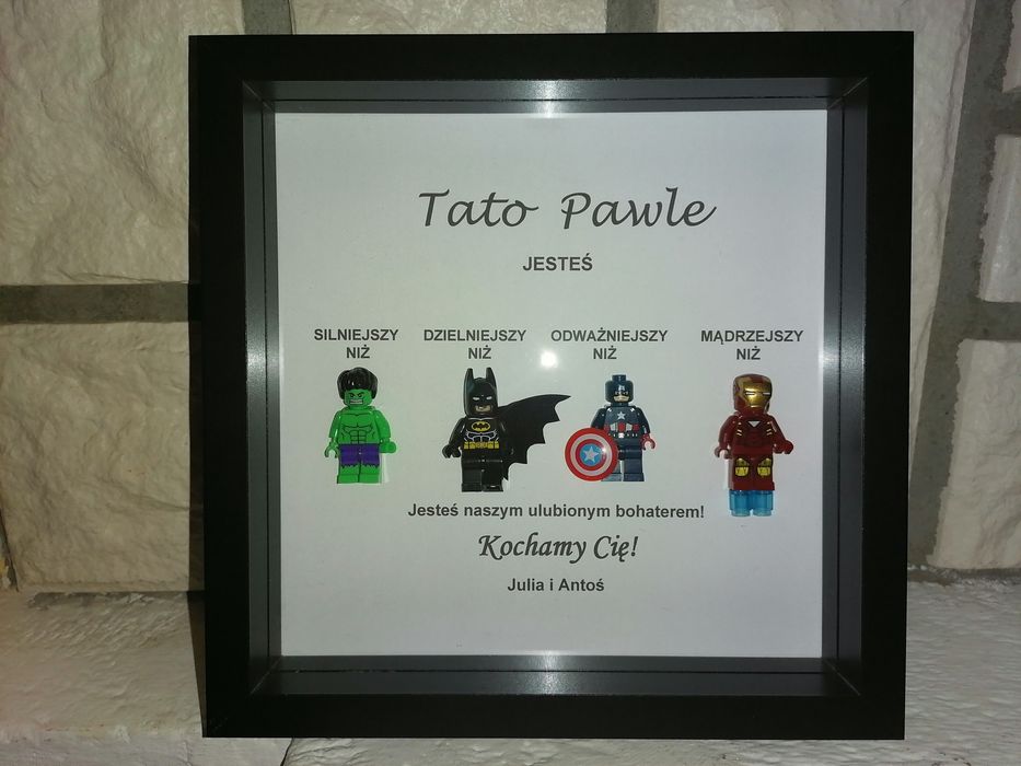 Ramka dzień ojca prezent dla Taty figurki lego ludziki Marvel Avenges